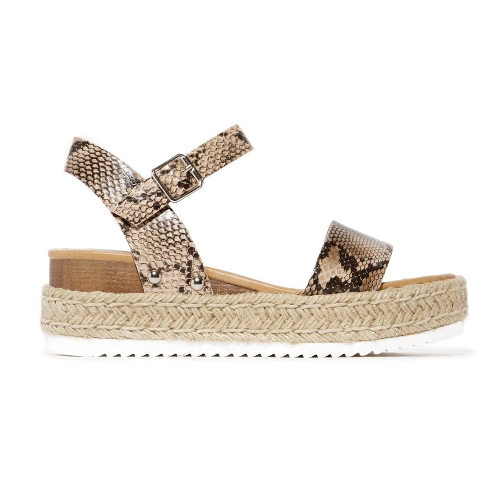 Cushionaire Snakeskin Black White Espadrilles Platform Sandals